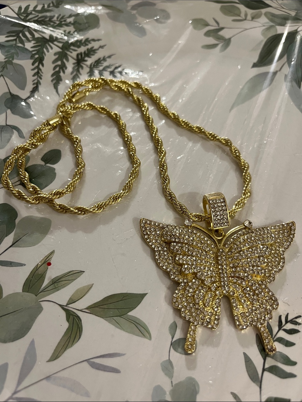Gold Butterfly Necklace - Sparkling Women's Jewelry